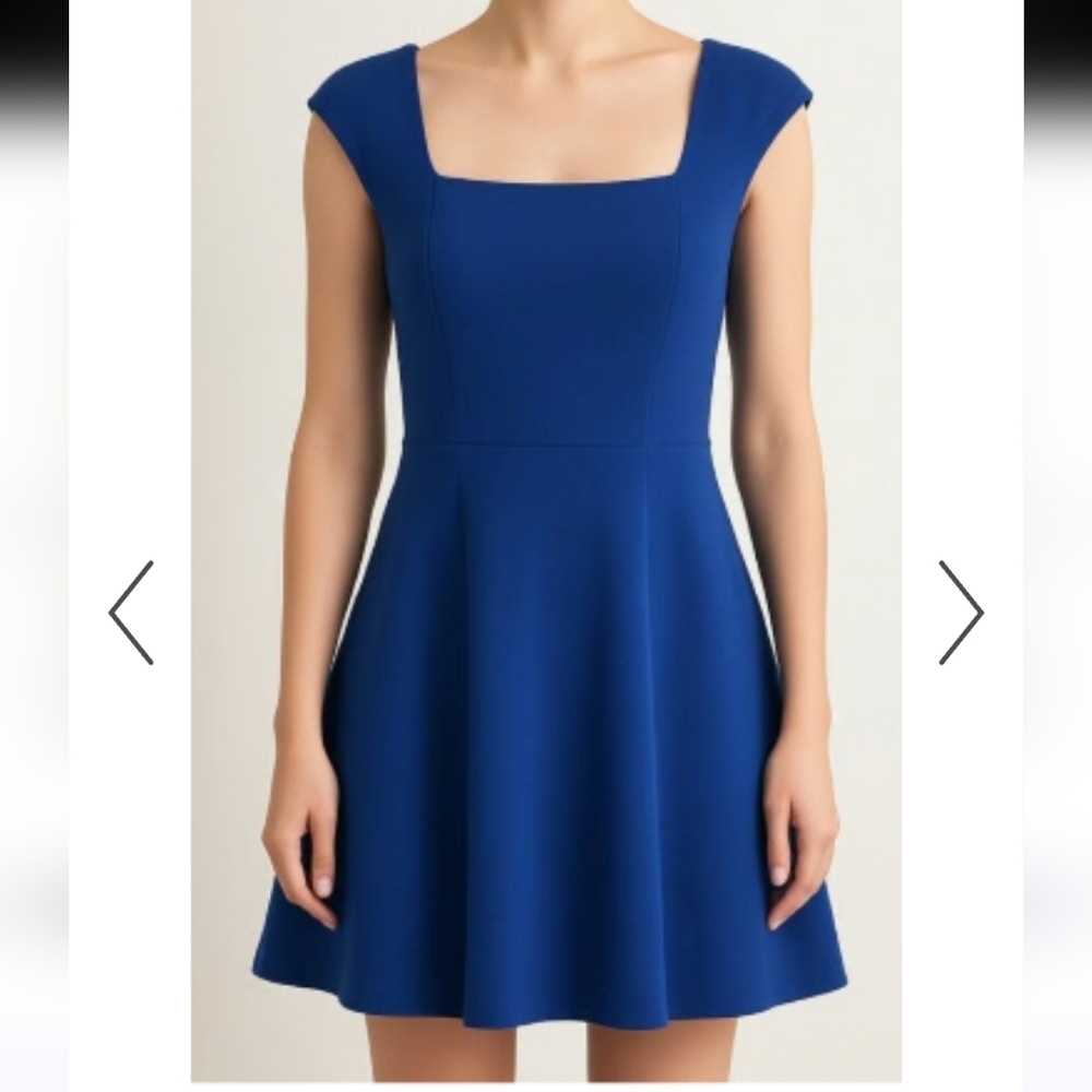 Women’s Square Neck Fit & Flare Dress - Royal Blue